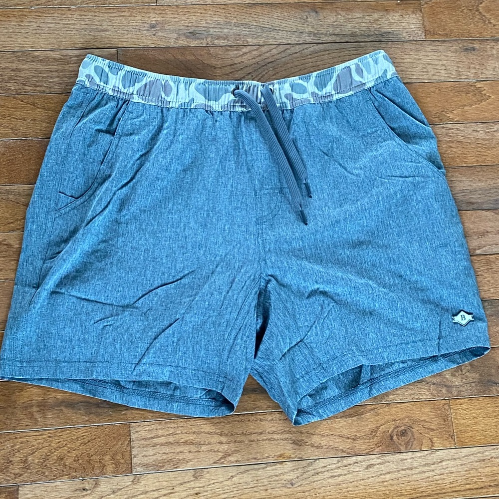 New Mens Burlebo Athletic Shorts - Grizzly Gray - Deer Camo Liner Sz Small